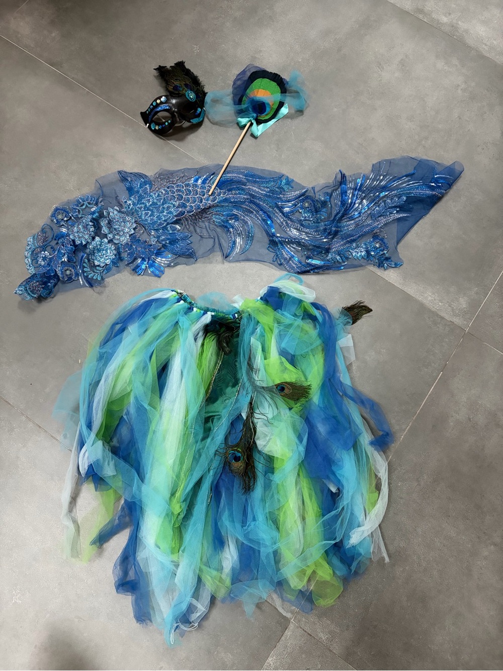Custom Handmade Peacock Costume 4 Piece Tutu Feather Masquerade Halloween